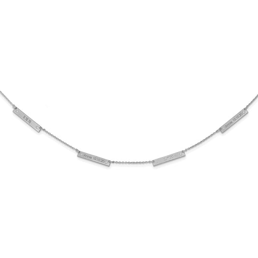 10K White Gold Diamond Necklace Brushed W/4 Stations
