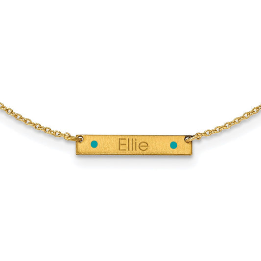 14K Yellow Gold Brushed 1 Station Enameled Necklace