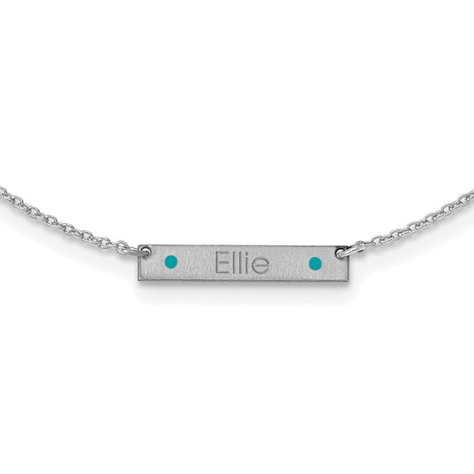 Sterling Silver Rhodium plated Brushed 1 Station Enameled Necklace