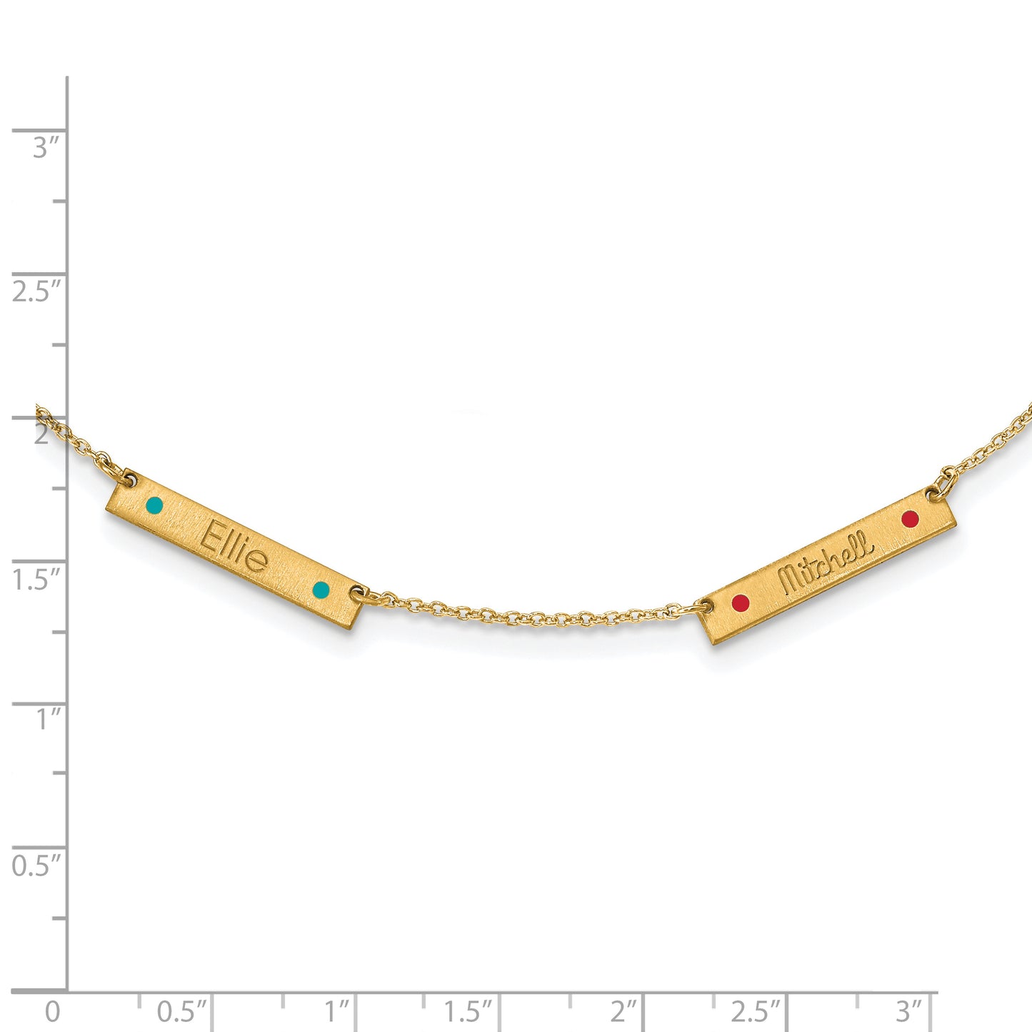 Sterling Silver Gold plated Brushed 2 Station Enameled Necklace