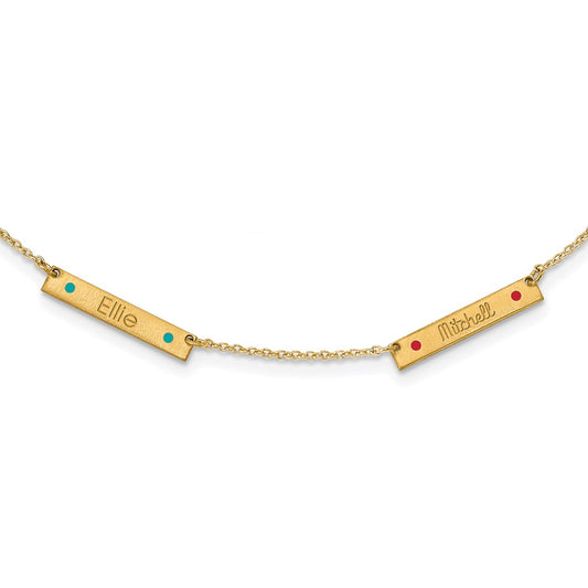 Sterling Silver Gold plated Brushed 2 Station Enameled Necklace