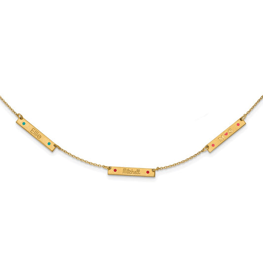 Sterling Silver Gold plated Brushed 3 Station Enameled Necklace