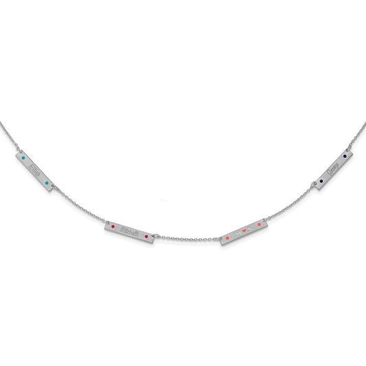 Sterling Silver Rhodium plated Brushed 4 Station Enameled Necklace