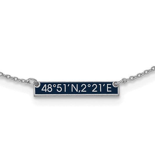 Sterling Silver Rhodium plated Brushed Enameled 1 Station Necklace