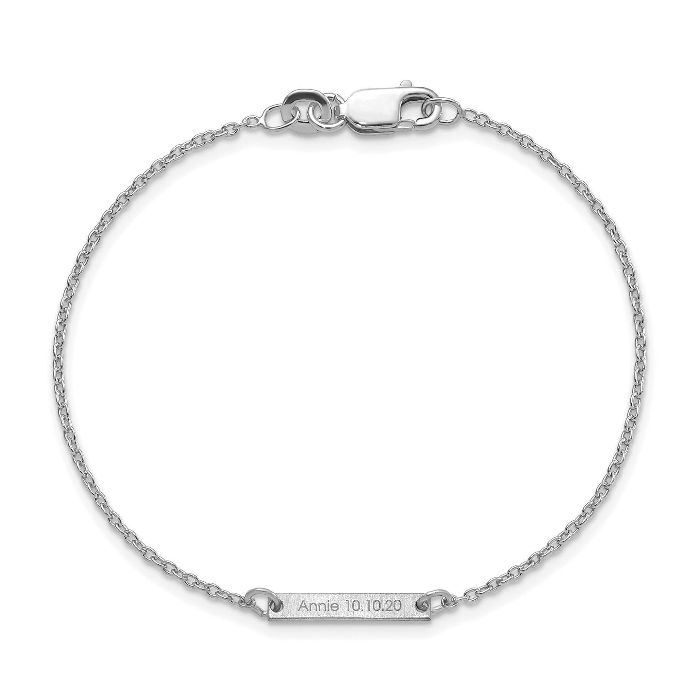 Sterling Silver Rhodium plated Brushed 1 Station Bracelet