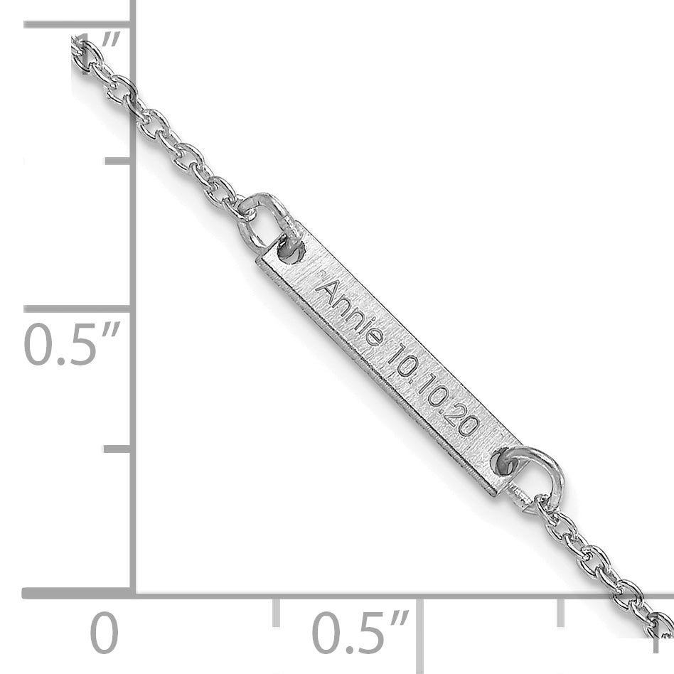 Sterling Silver Rhodium plated Brushed 1 Station Bracelet