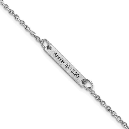 10K White Gold Brushed 1 Station Bracelet