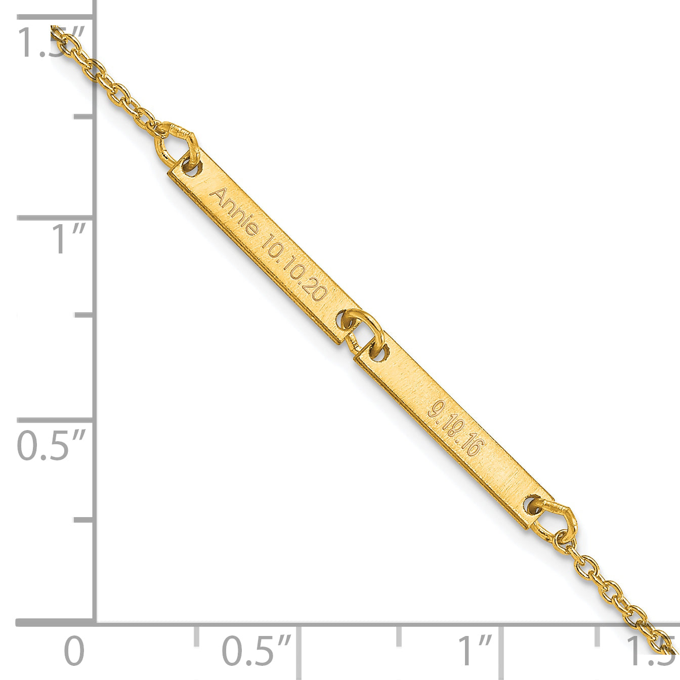 Sterling Silver Gold plated Brushed 2 Station Bracelet