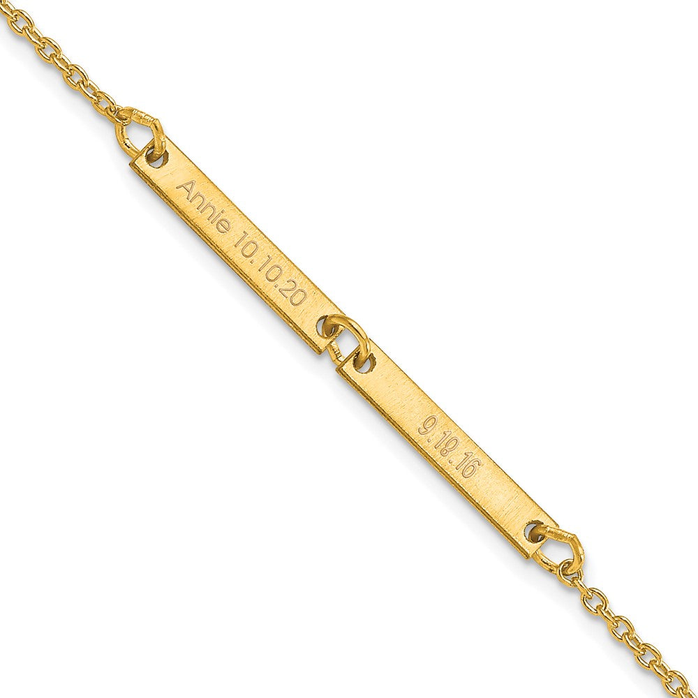Sterling Silver Gold plated Brushed 2 Station Bracelet