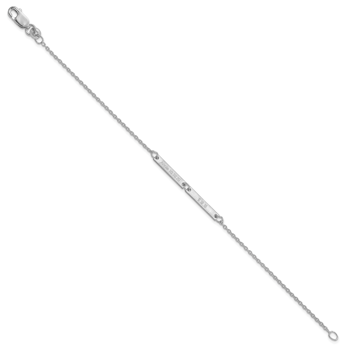 Sterling Silver Rhodium plated Brushed 2 Station Bracelet