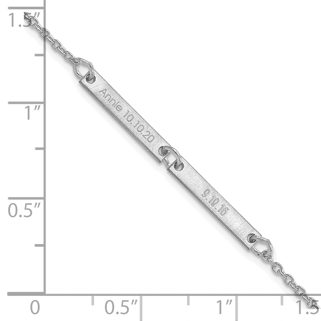 Sterling Silver Rhodium plated Brushed 2 Station Bracelet