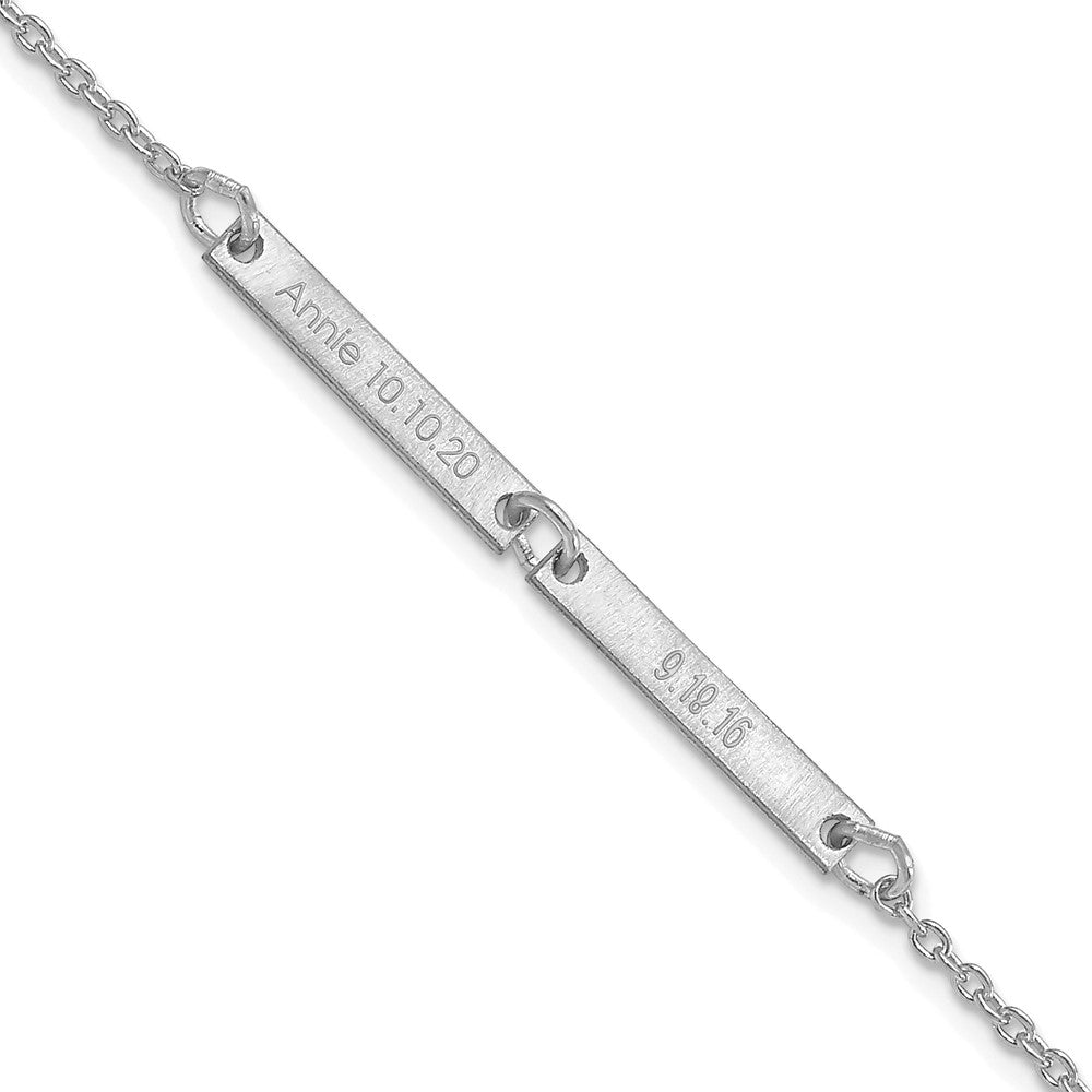 Sterling Silver Rhodium plated Brushed 2 Station Bracelet