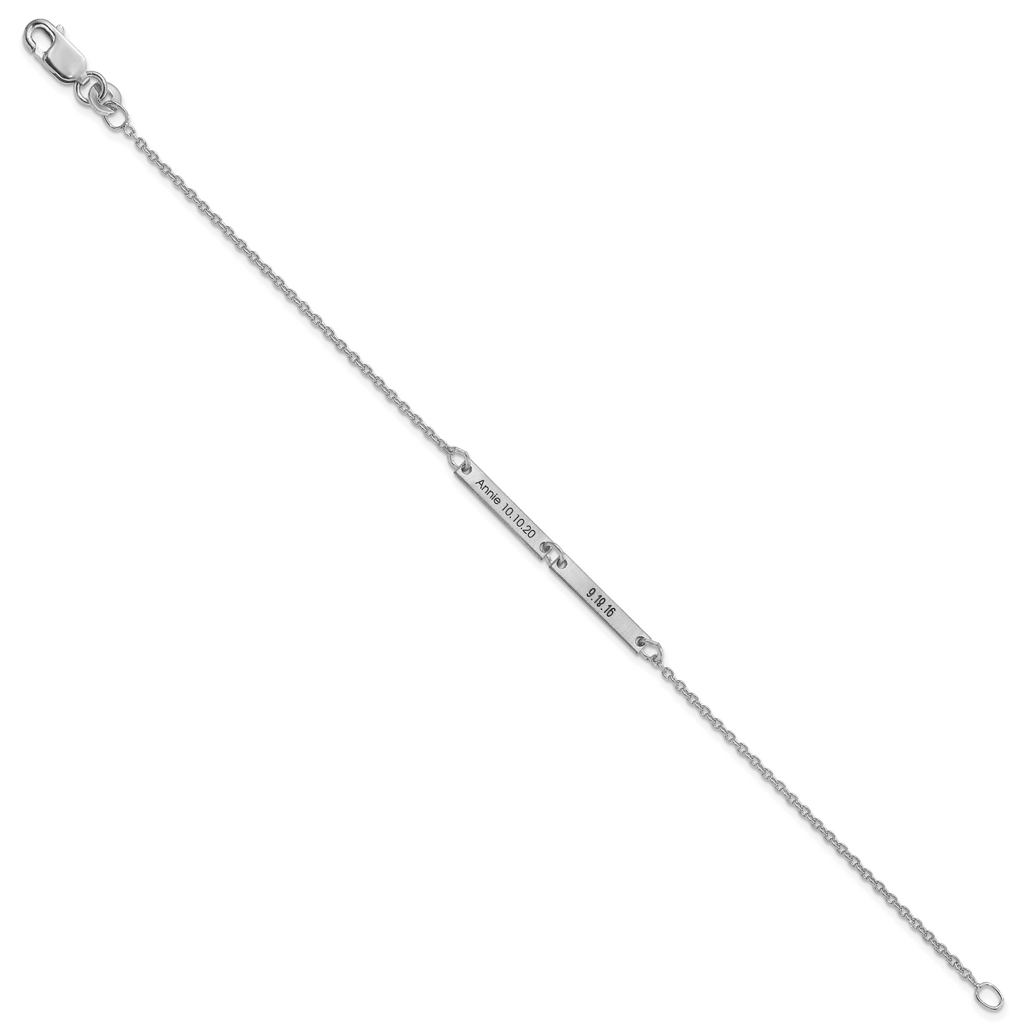 10K White Gold Brushed 2 Station Bracelet