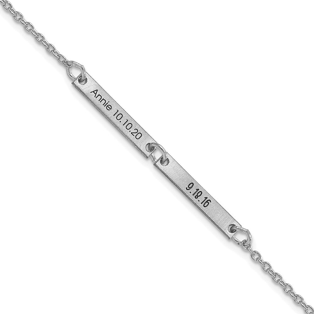 10K White Gold Brushed 2 Station Bracelet