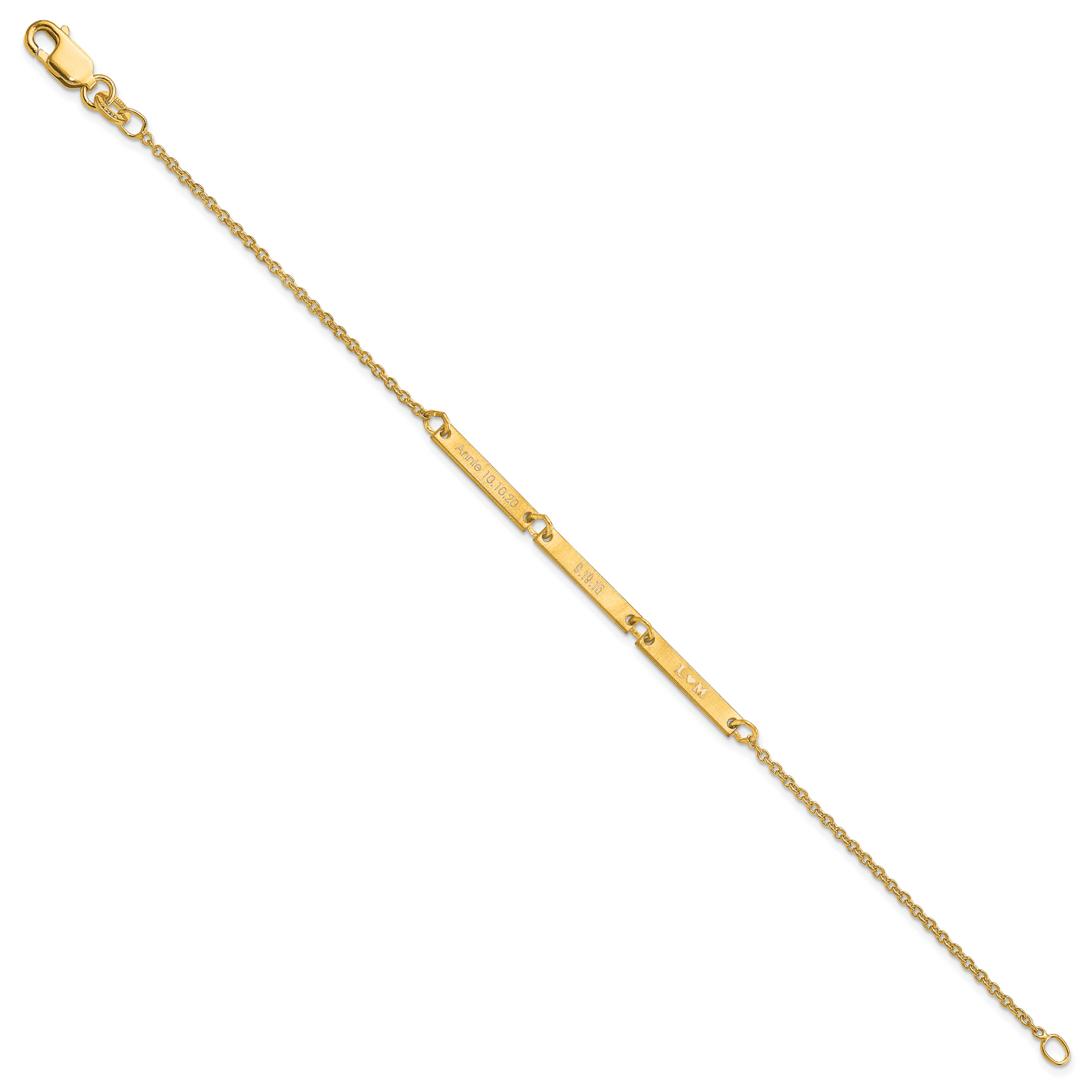 Sterling Silver Gold plated Brushed 3 Station Bracelet