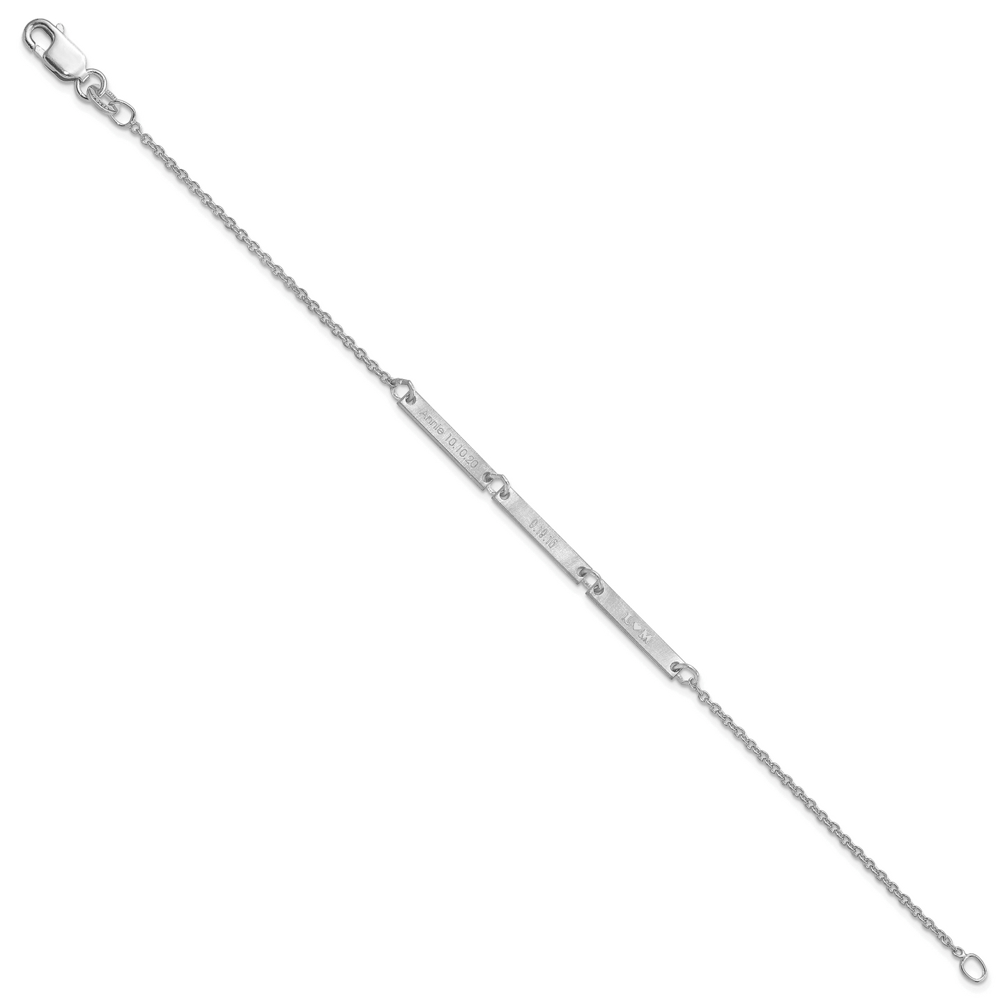 Sterling Silver Rhodium plated Brushed 3 Station Bracelet