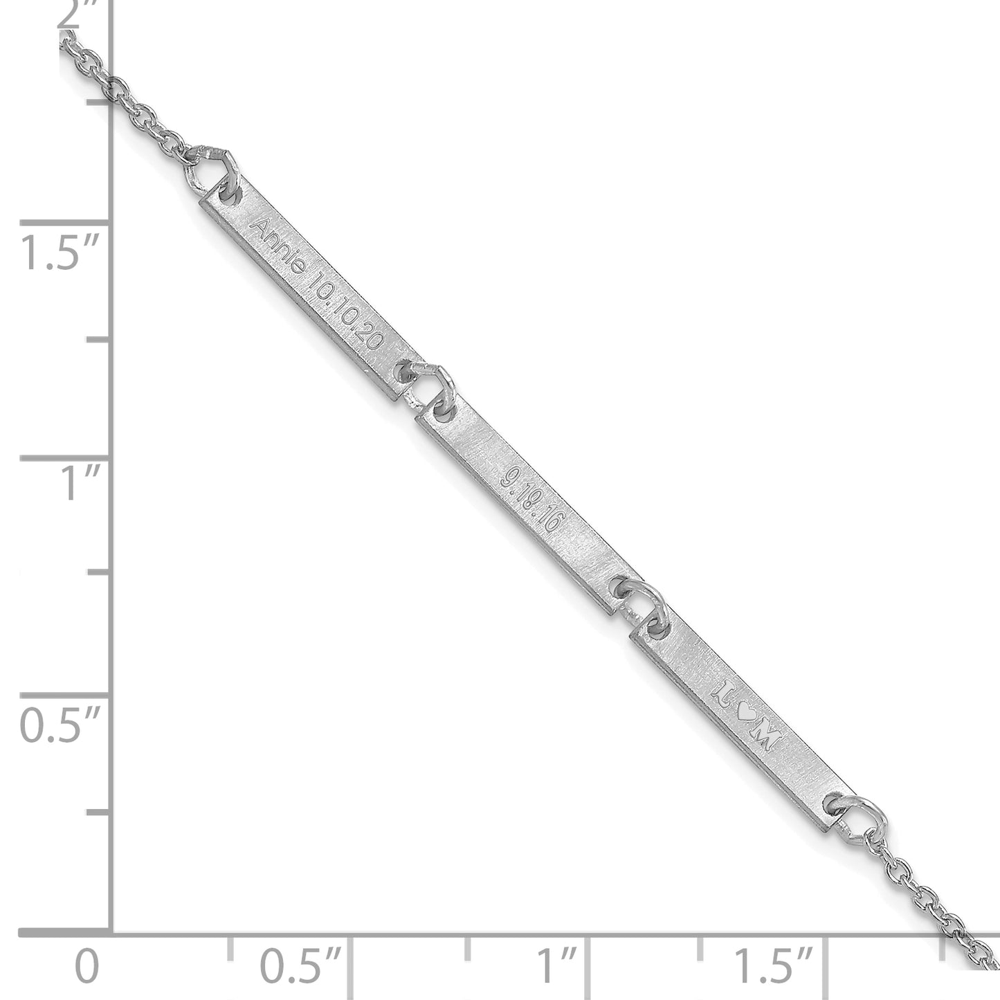 14K White Gold Brushed 3 Station Bracelet