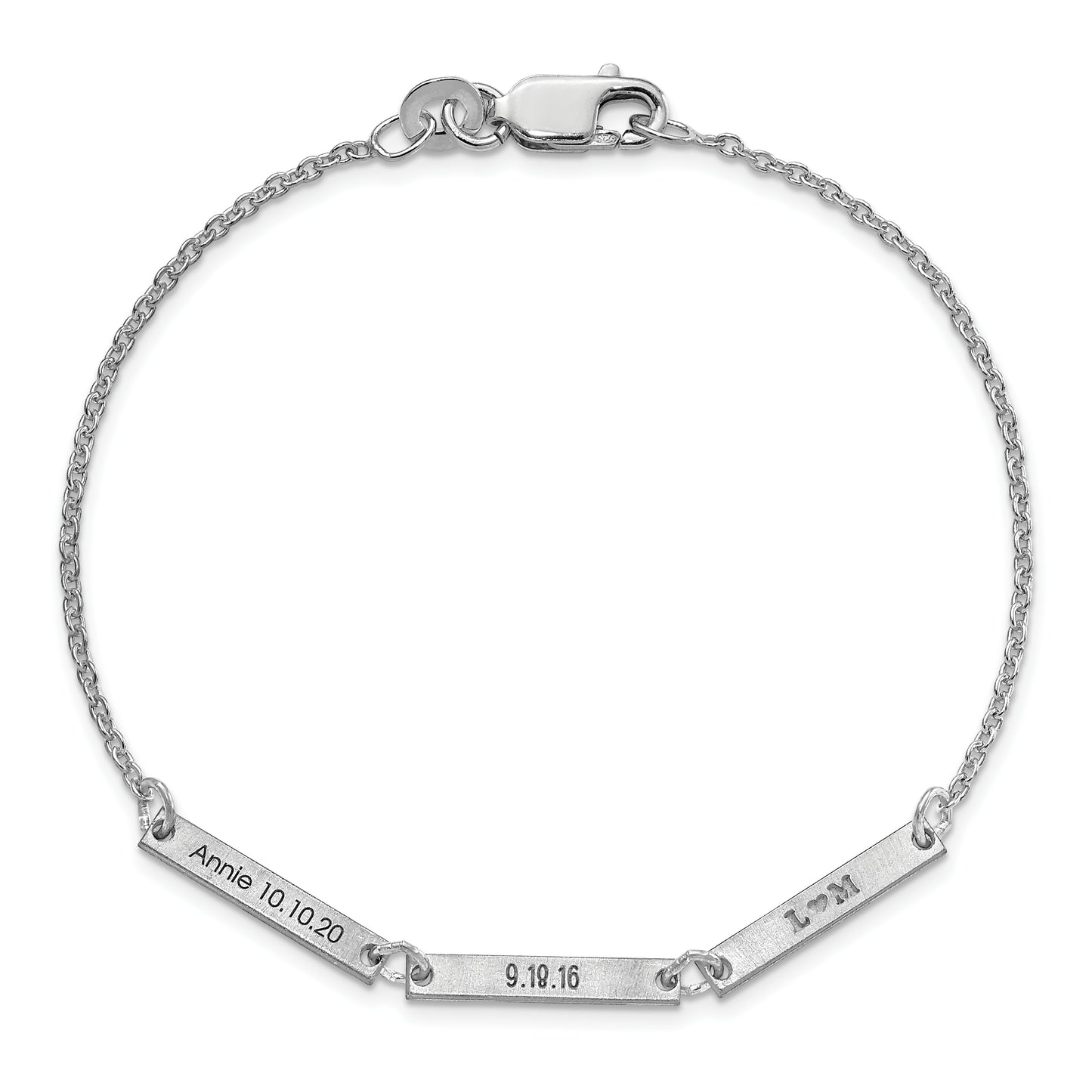 10K White Gold Brushed 3 Station Bracelet