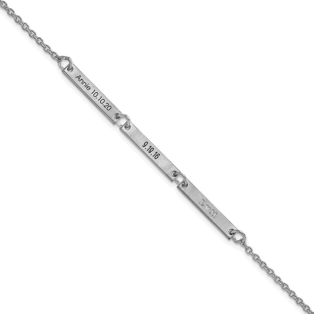 10K White Gold Brushed 3 Station Bracelet