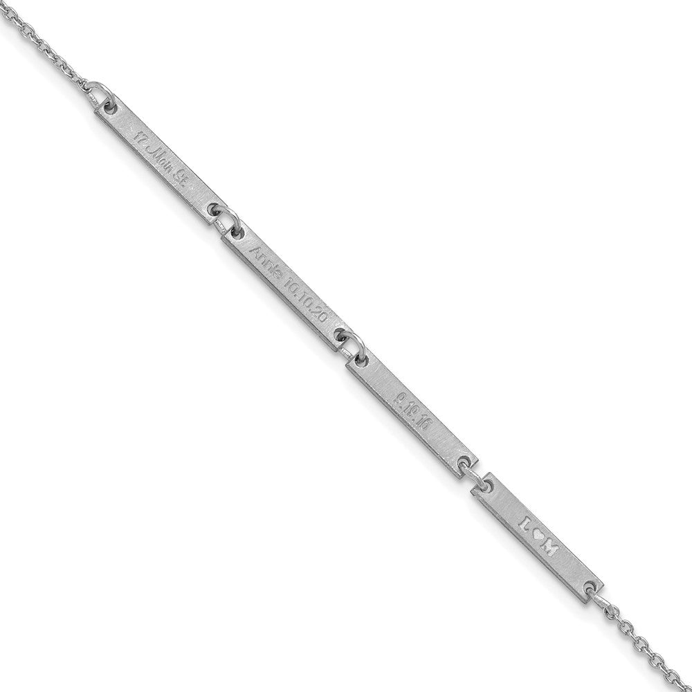 Sterling Silver Rhodium plated Brushed 4 Station Bracelet
