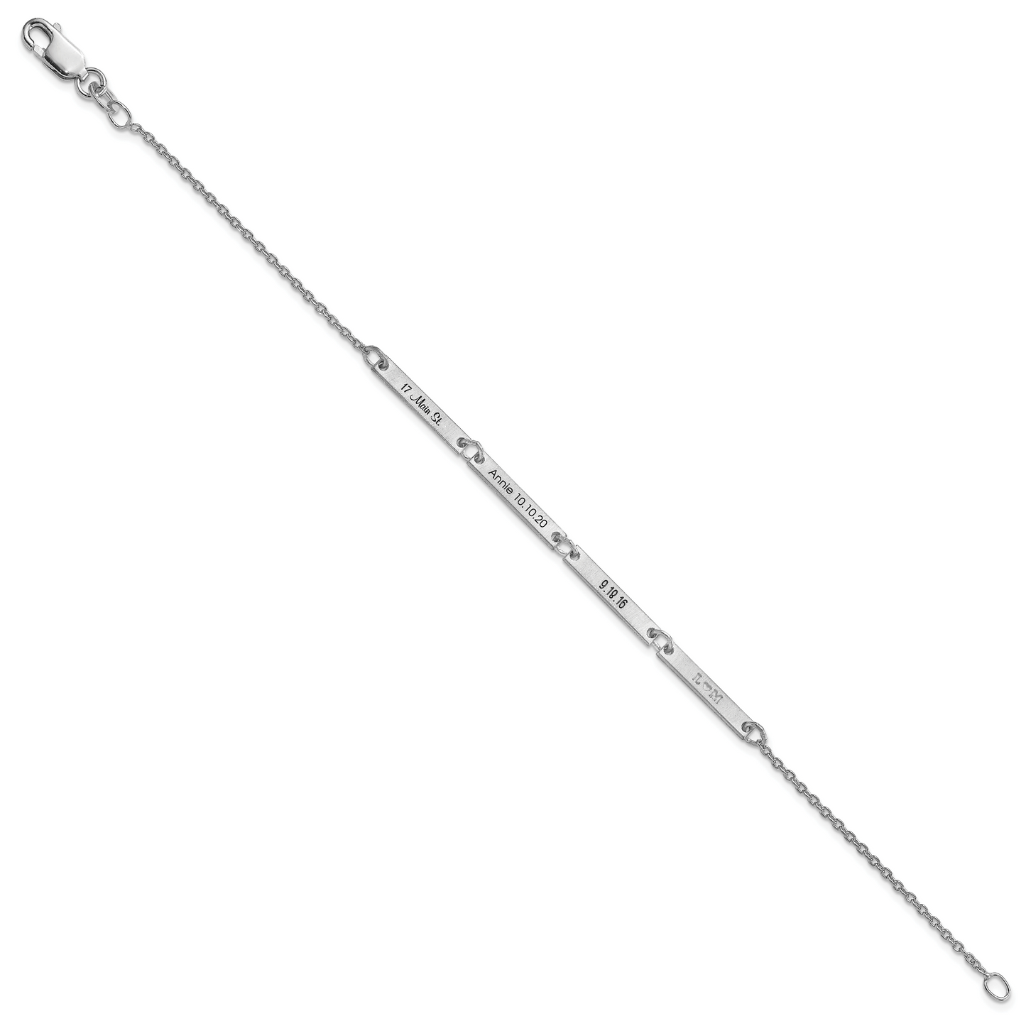 10K White Gold Brushed 4 Station Bracelet