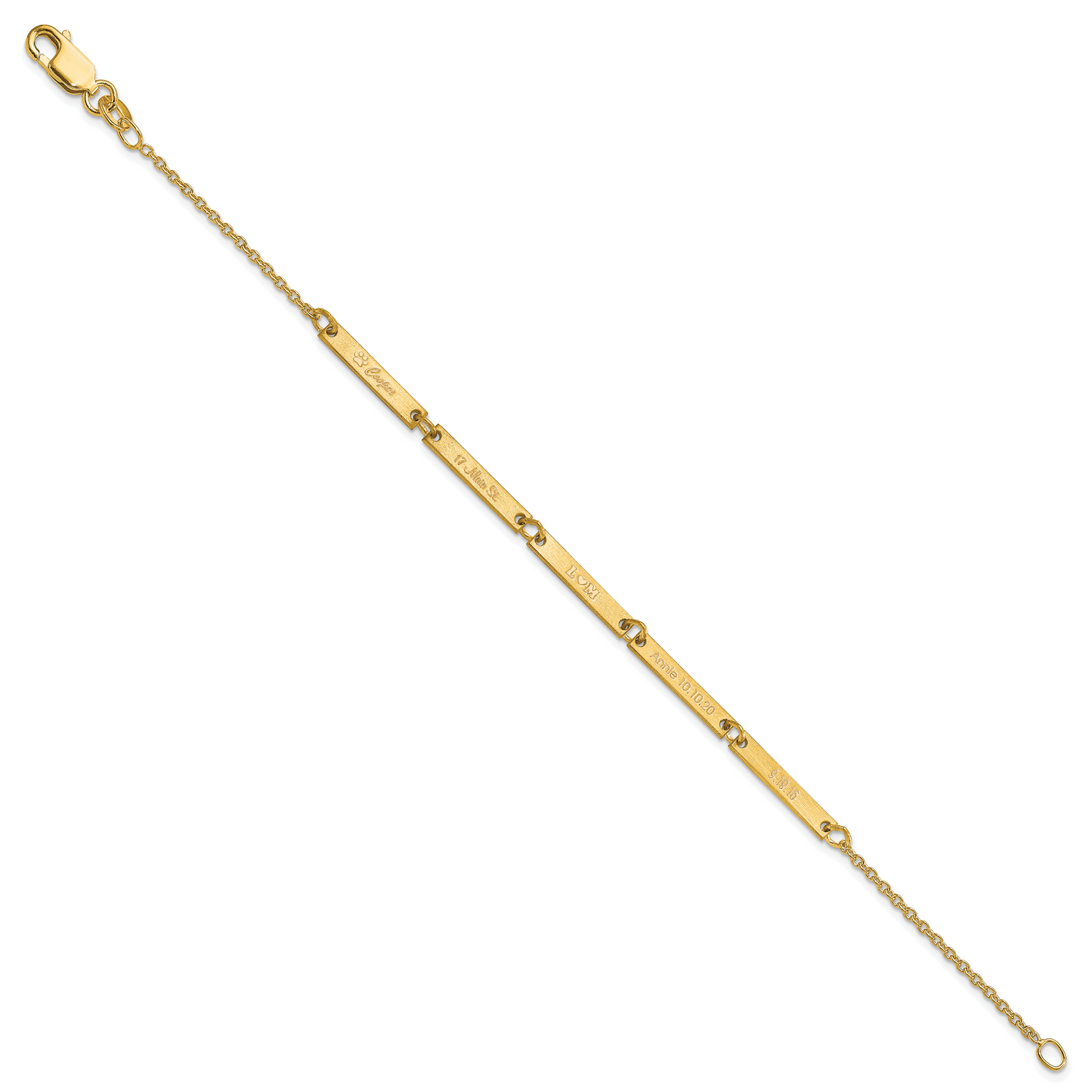 14K Yellow Gold Brushed 5 Station Bracelet