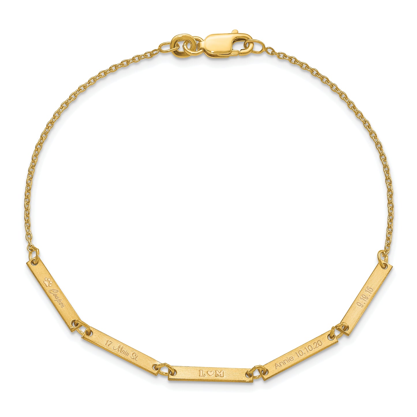 Sterling Silver Gold plated Brushed 5 Station Bracelet