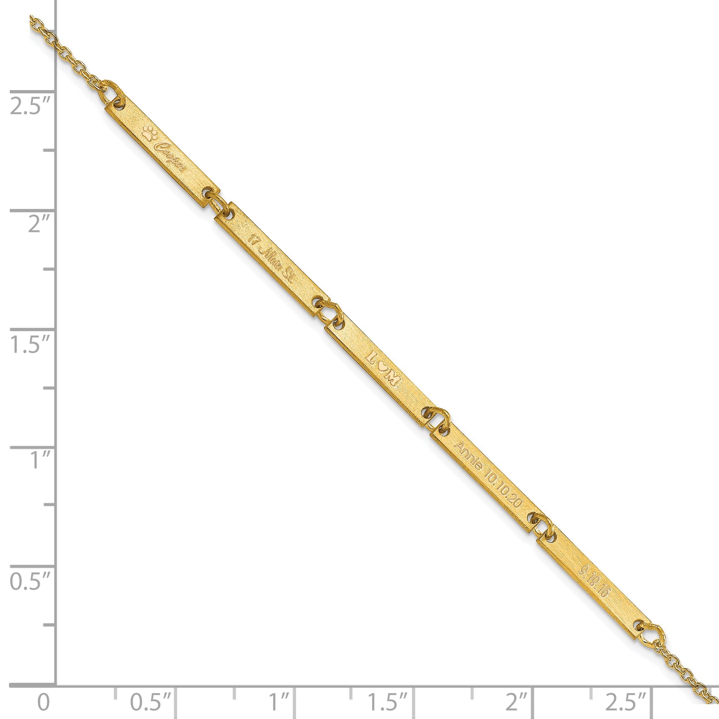 14K Yellow Gold Brushed 5 Station Bracelet