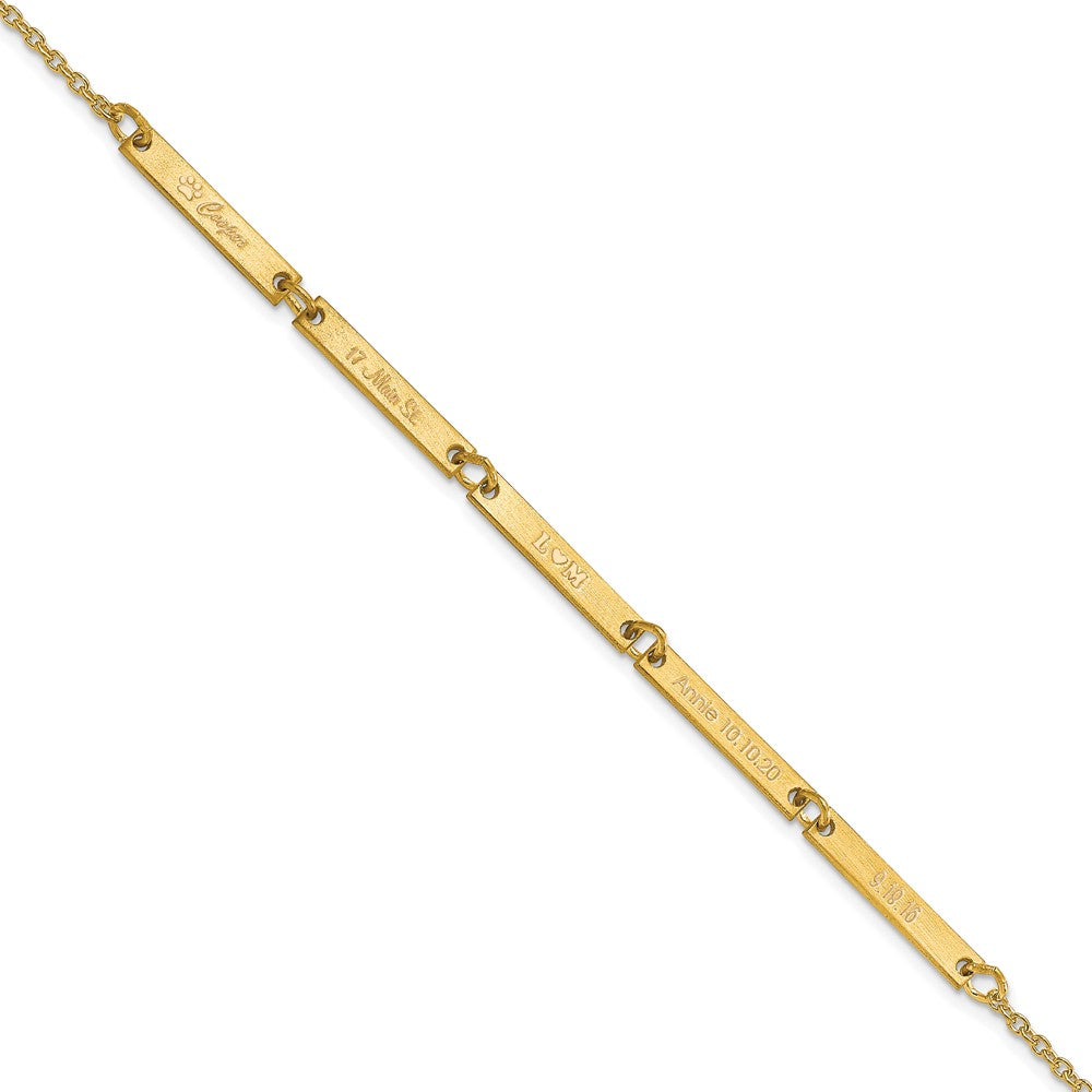14K Yellow Gold Brushed 5 Station Bracelet