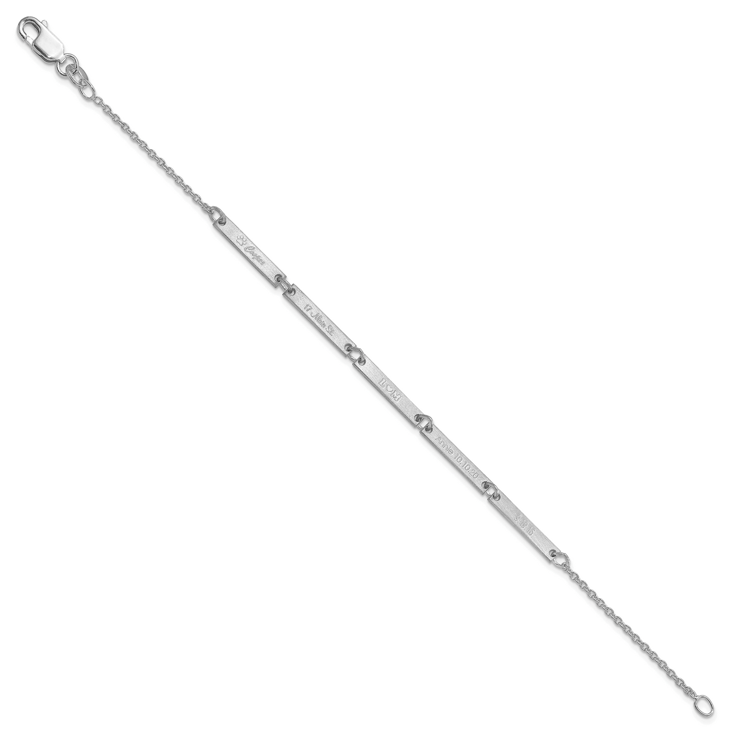 14K White Gold Brushed 5 Station Bracelet