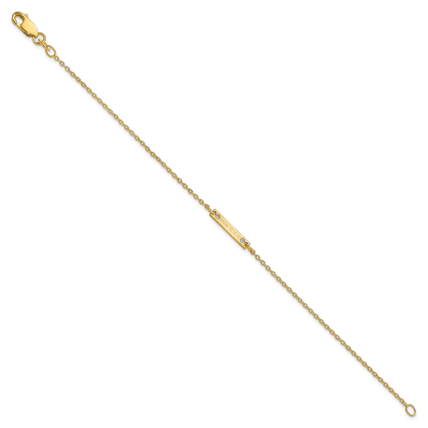 Sterling Silver Gold plated Brushed 1 Station with Diamond Bracelet