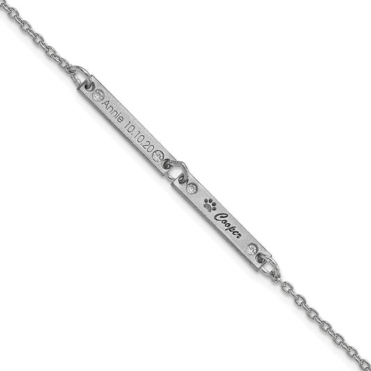 10K White Gold Brushed 2 Station Diamond Bracelet