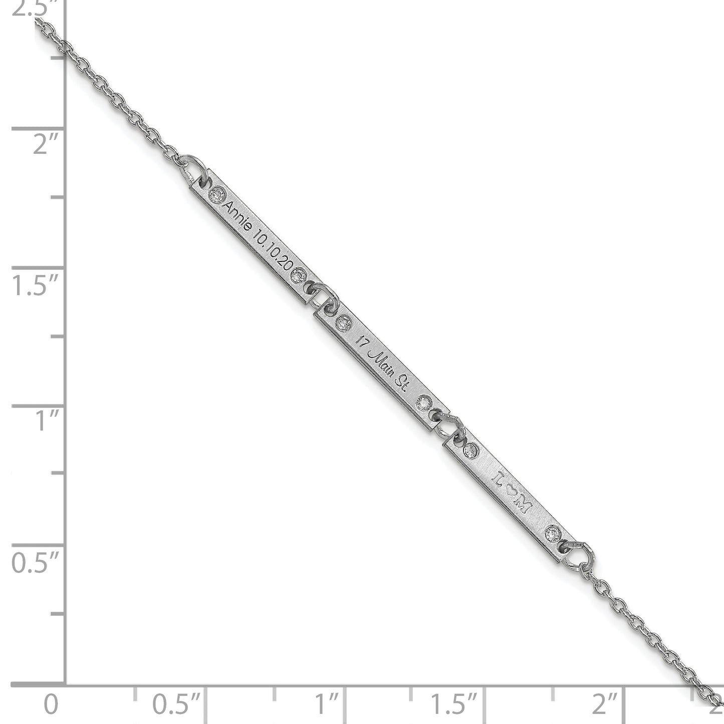 10K White Gold Brushed 3 Station Diamond Bracelet