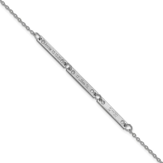 10K White Gold Brushed 3 Station Diamond Bracelet