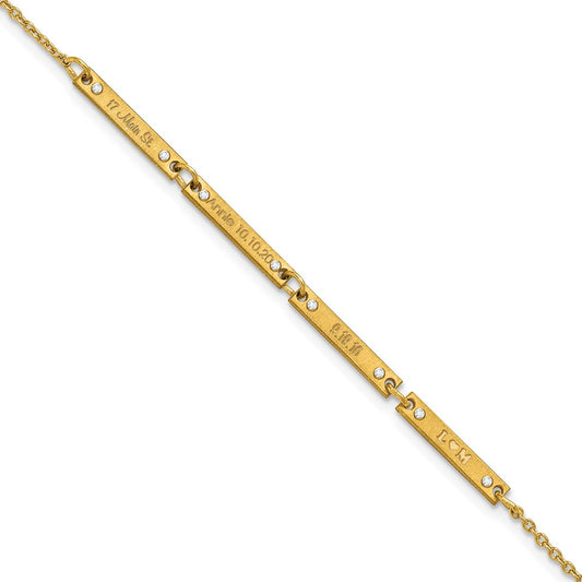 Sterling Silver Gold plated 4 Station with Diamond Bracelet