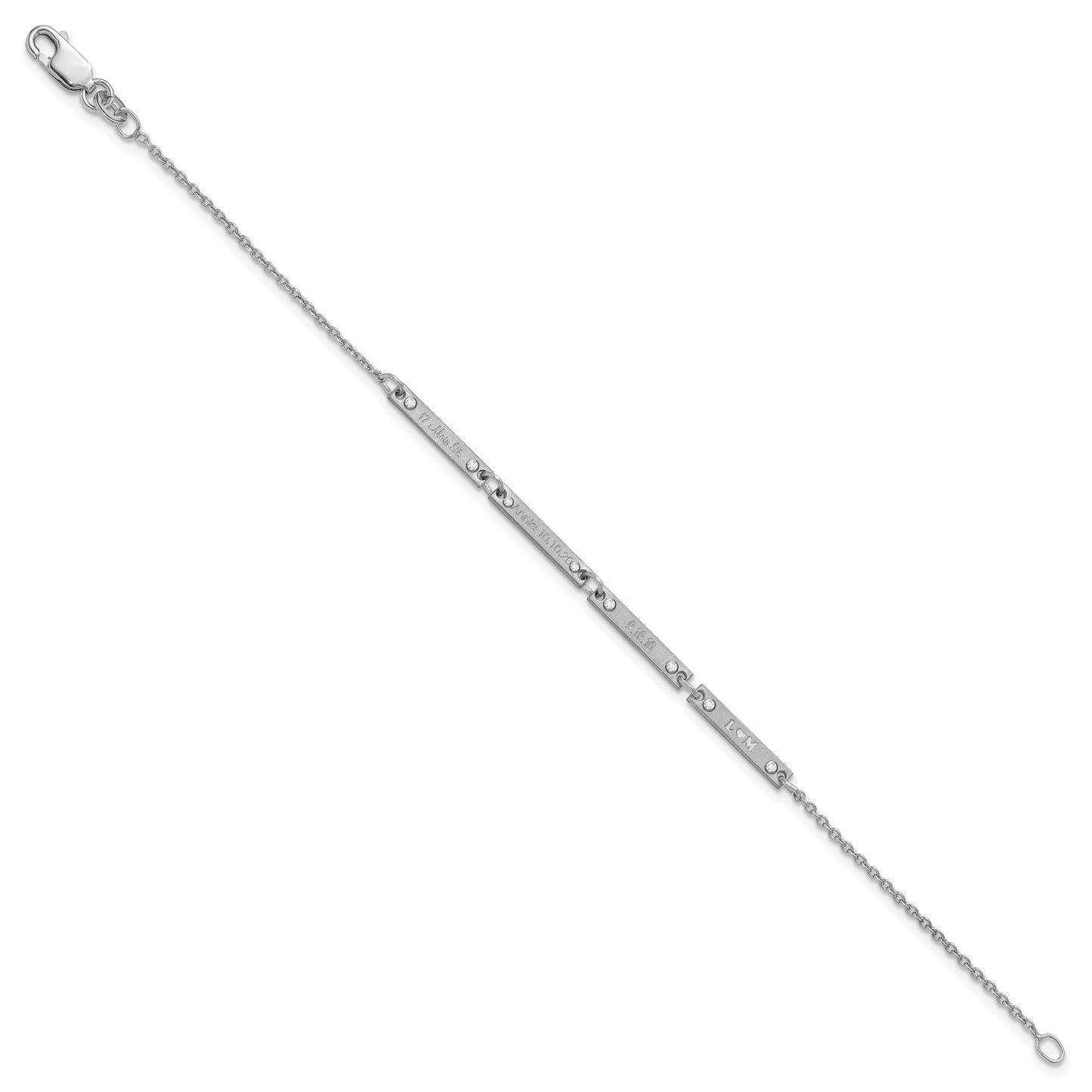 14K White Gold Brushed 4 Station Diamond Bracelet