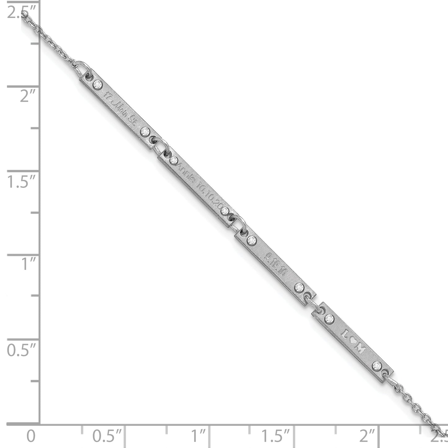 14K White Gold Brushed 4 Station Diamond Bracelet
