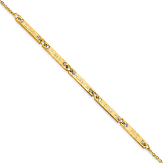 Sterling Silver Gold plated Brushed 5 Station with Diamond Bracelet