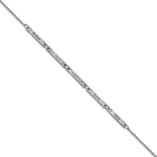 10K White Gold Brushed 5 Station Diamond Bracelet