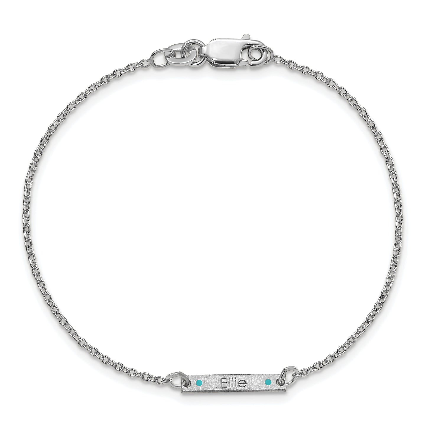 Sterling Silver Rhodium plated Brushed 1 Station Enameled Bracelet