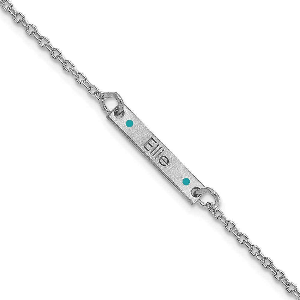 10K White Gold Brushed 1 Station Enameled Bracelet