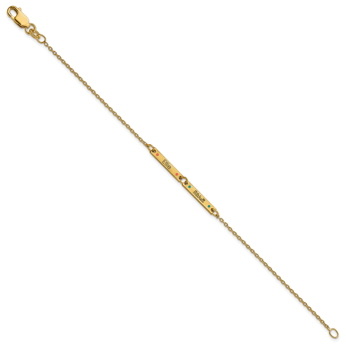 Sterling Silver Gold plated Brushed 2 Station Enameled Bracelet