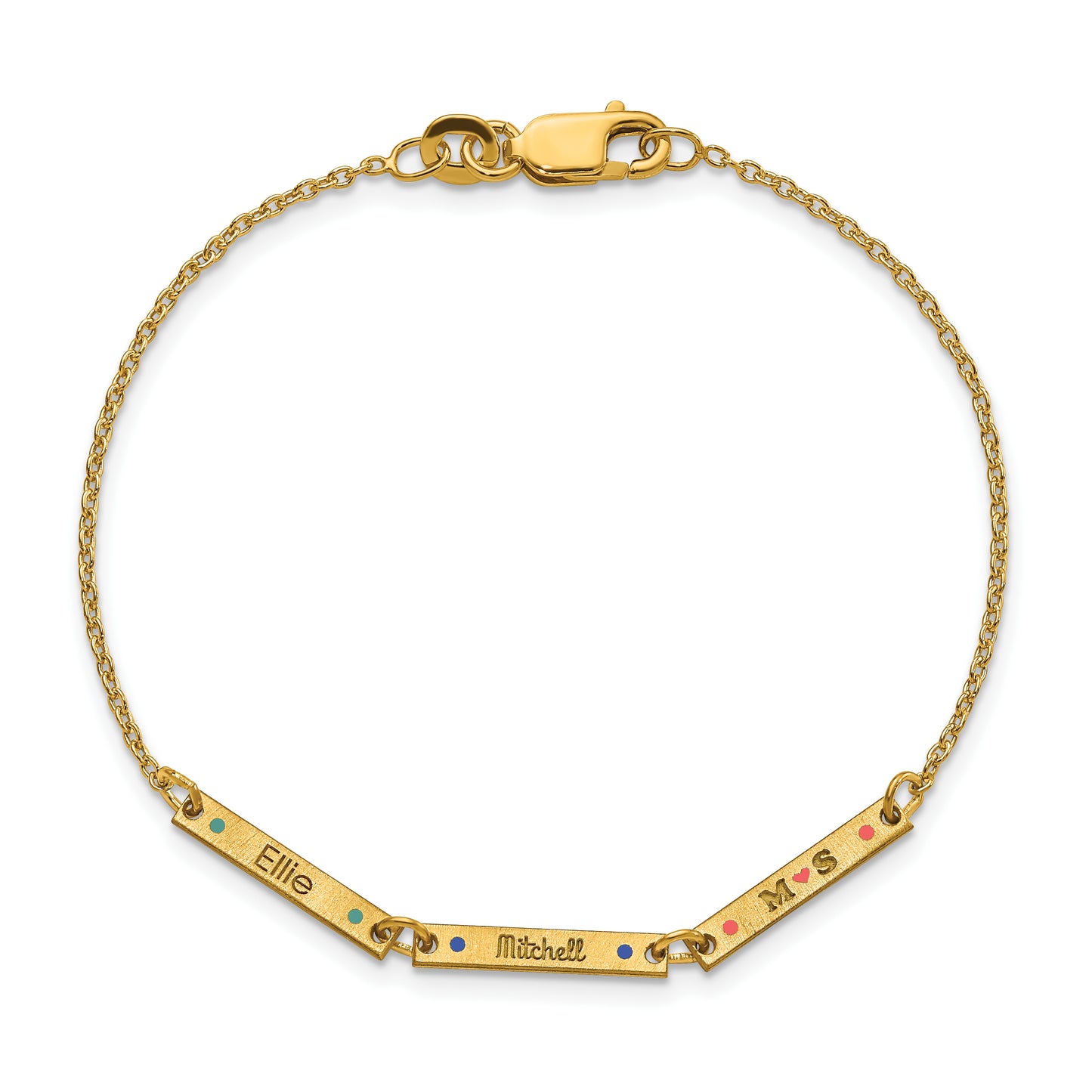 Sterling Silver Brushed 3 Station Enameled Bracelet