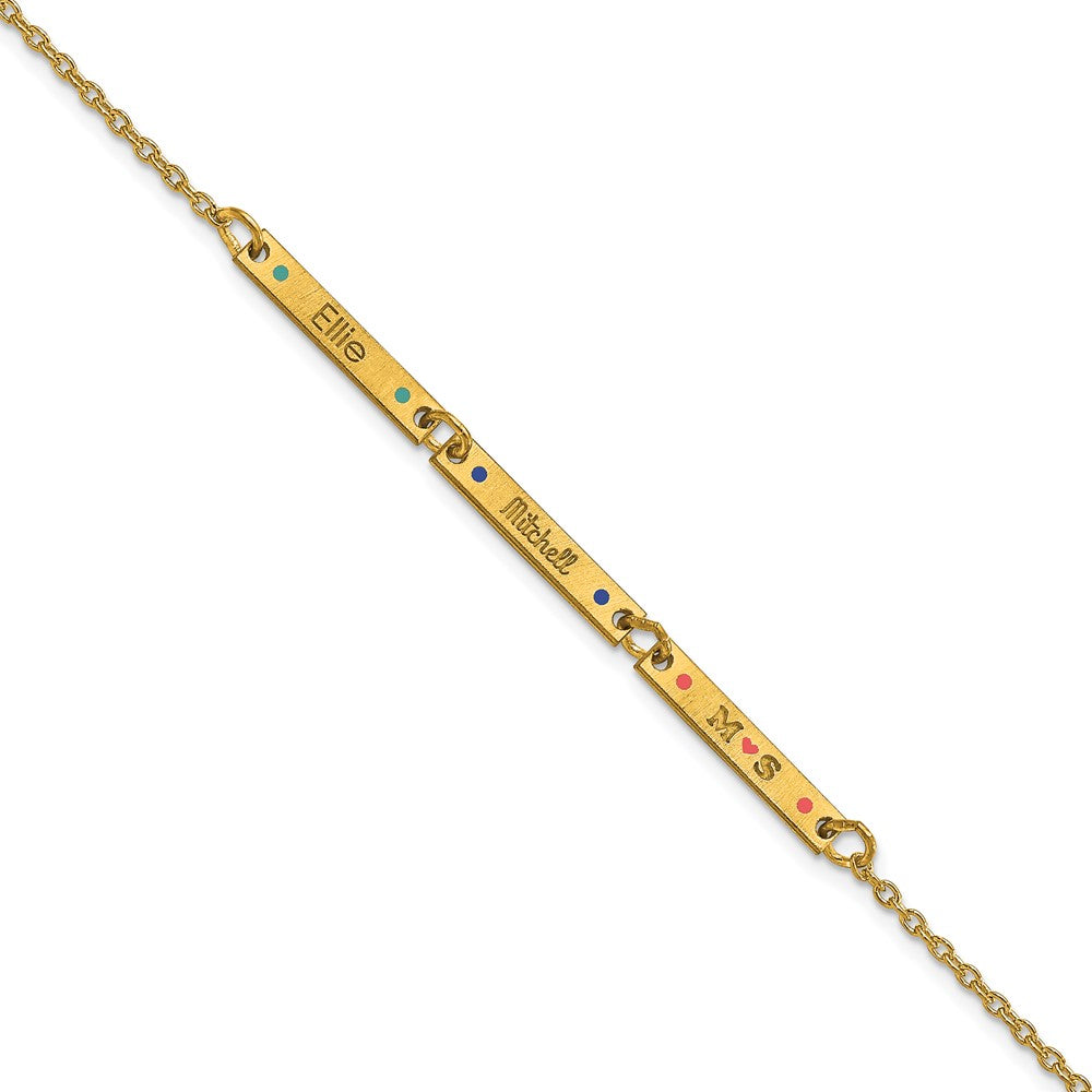 Sterling Silver Brushed 3 Station Enameled Bracelet