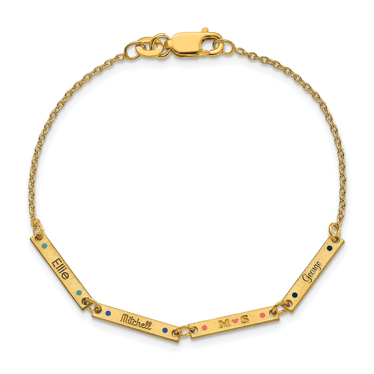 Sterling Silver Gold plated Brushed 4 Station Enameled Bracelet