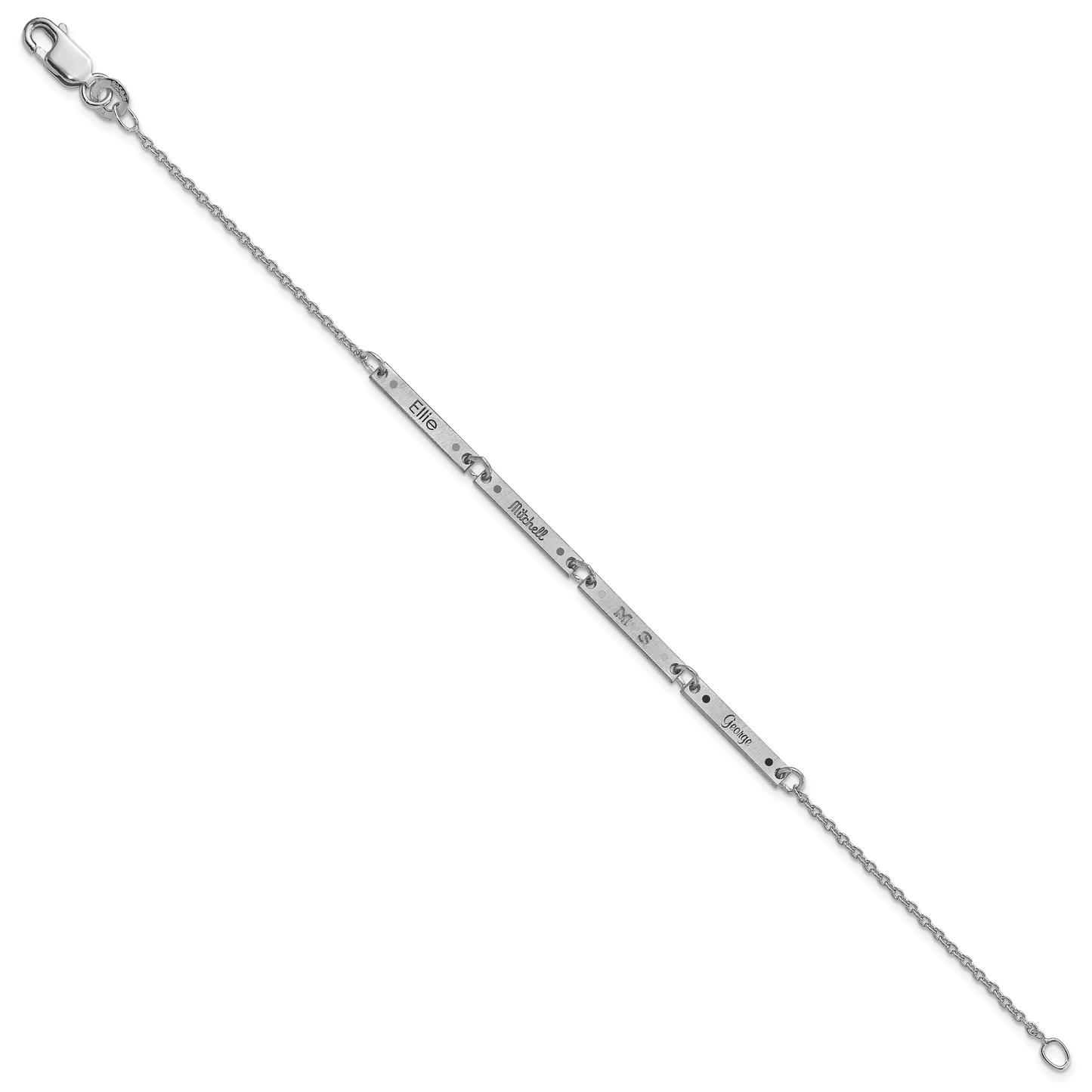 Sterling Silver Rhodium plated Brushed 4 Station Enameled Bracelet