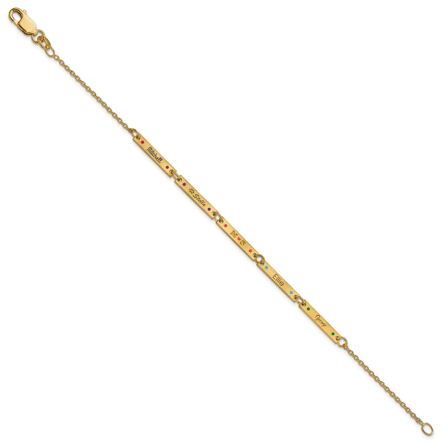 Sterling Silver Gold plated Brushed 5 Station Enameled Bracelet
