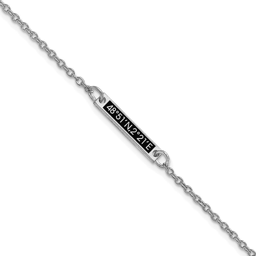 Sterling Silver Rhodium plated Brushed Enameled 1 Station Bracelet
