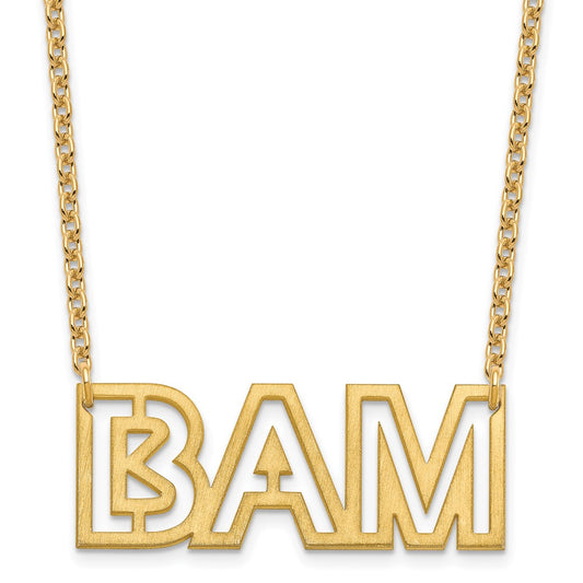 Sterling Silver Gold plated Small Brushed 3 Letter Necklace