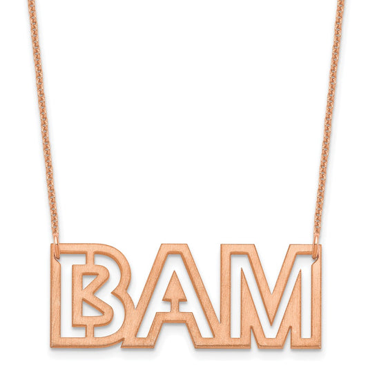 14K Rose Gold Small Brushed 3 Letter Necklace